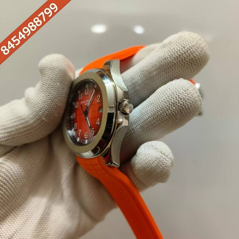 Patek Philippe Aquanaut Silver Orange Dial Swiss Automatic Watch - Image 2
