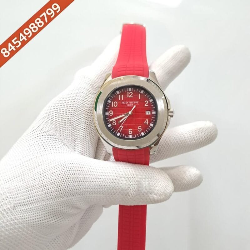 Patek Philippe Aquanaut Silver Red Dial Swiss Automatic Watch