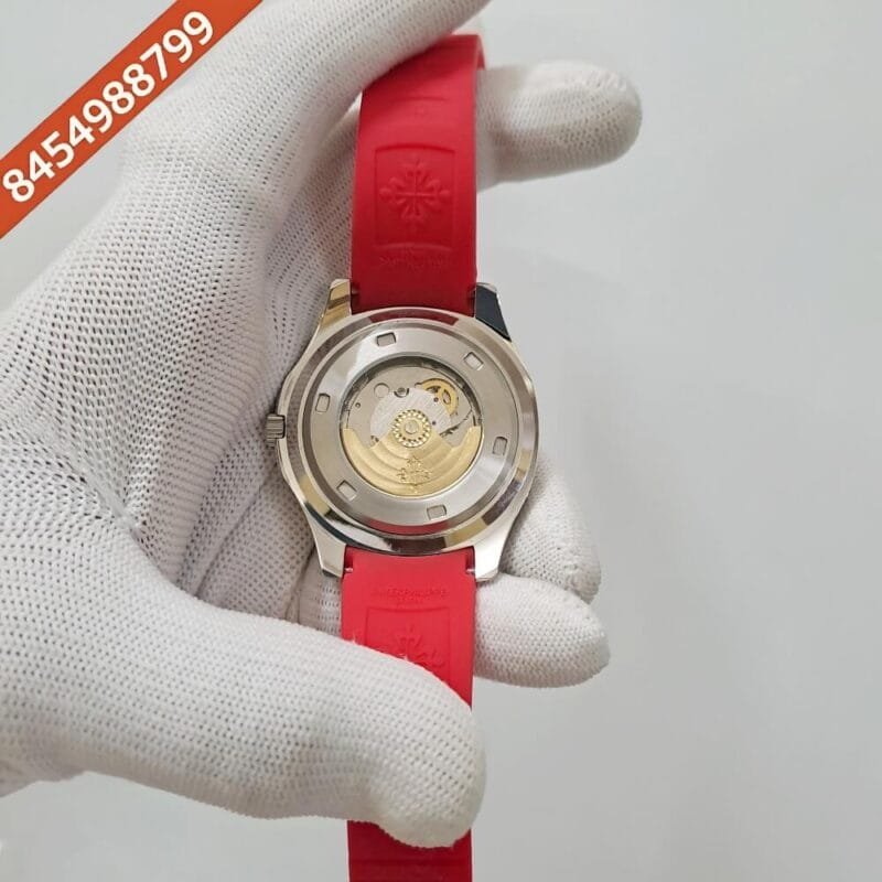 Patek Philippe Aquanaut Silver Red Dial Swiss Automatic Watch - Image 4