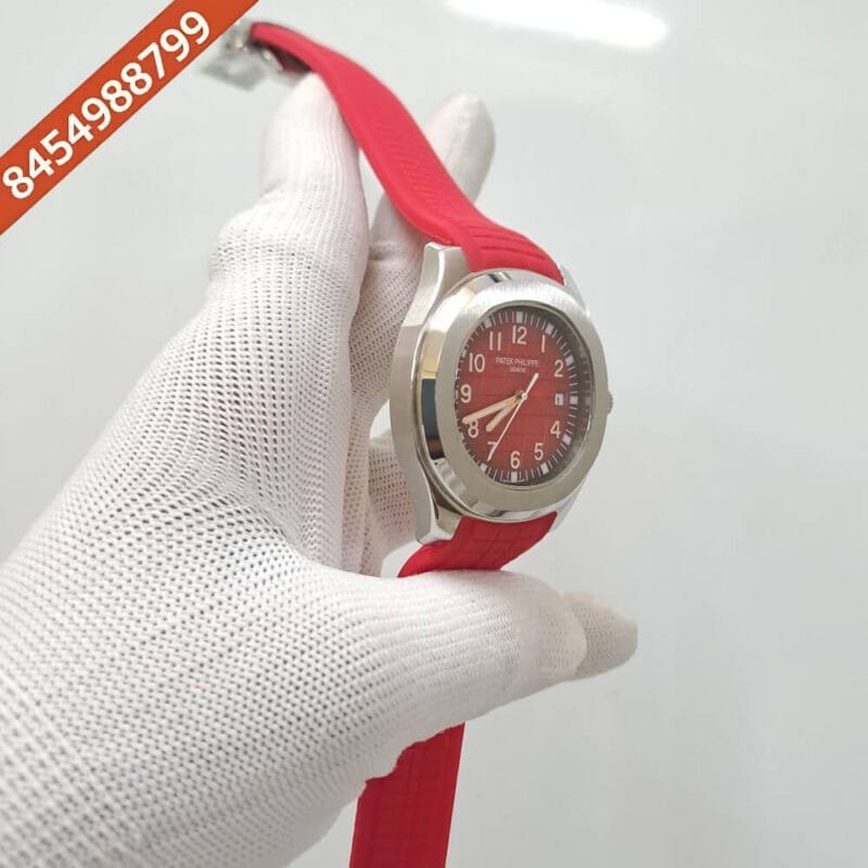 Patek Philippe Aquanaut Silver Red Dial Swiss Automatic Watch - Image 2