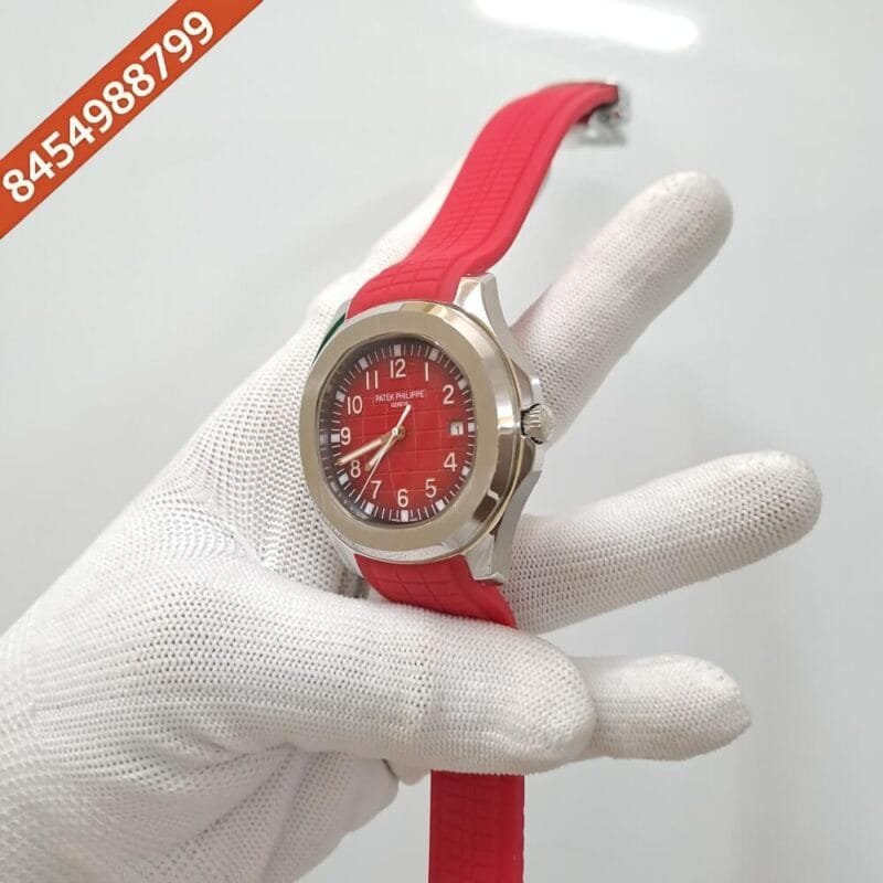 Patek Philippe Aquanaut Silver Red Dial Swiss Automatic Watch - Image 3