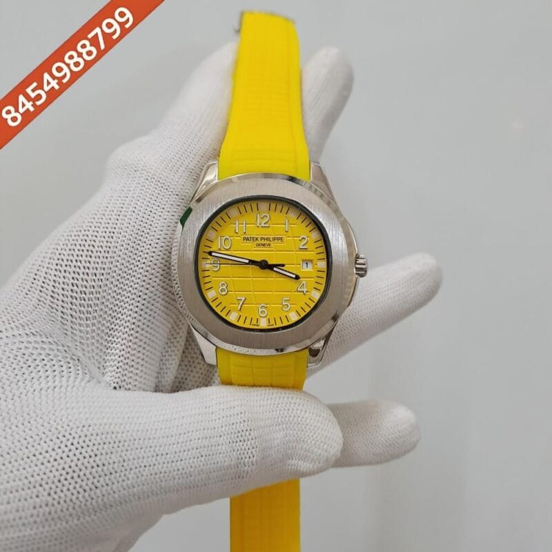 Patek Philippe Aquanaut Silver Yellow Dial Swiss Automatic Watch