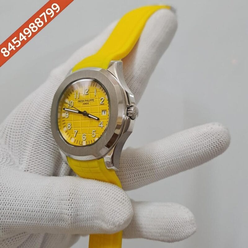 Patek Philippe Aquanaut Silver Yellow Dial Swiss Automatic Watch - Image 3