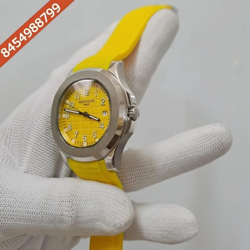 Patek Philippe Aquanaut Silver Yellow Dial Swiss Automatic Watch - Image 3
