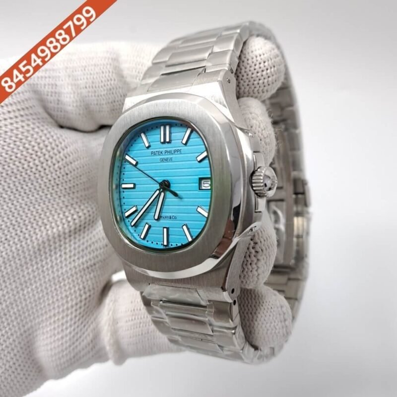 Patek Phillippe Nautilus Steel Sky Blue Dial Swiss Automatic Watch - Image 3