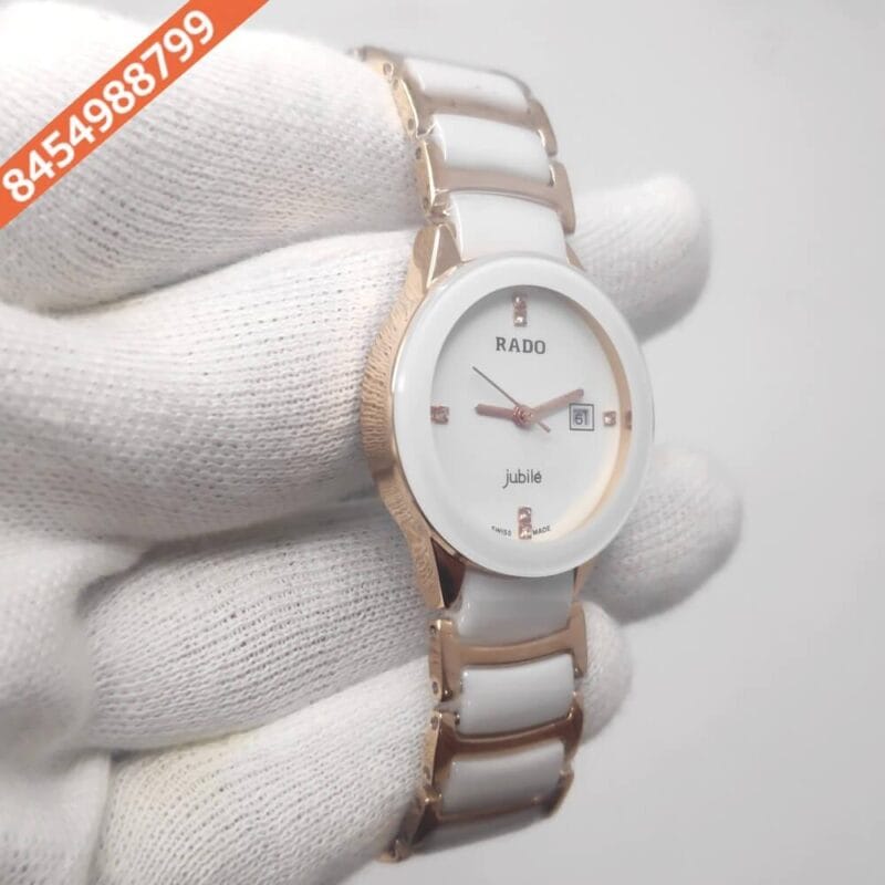 Rado Centrix Rose Gold & White Ceramic Watch - Image 3