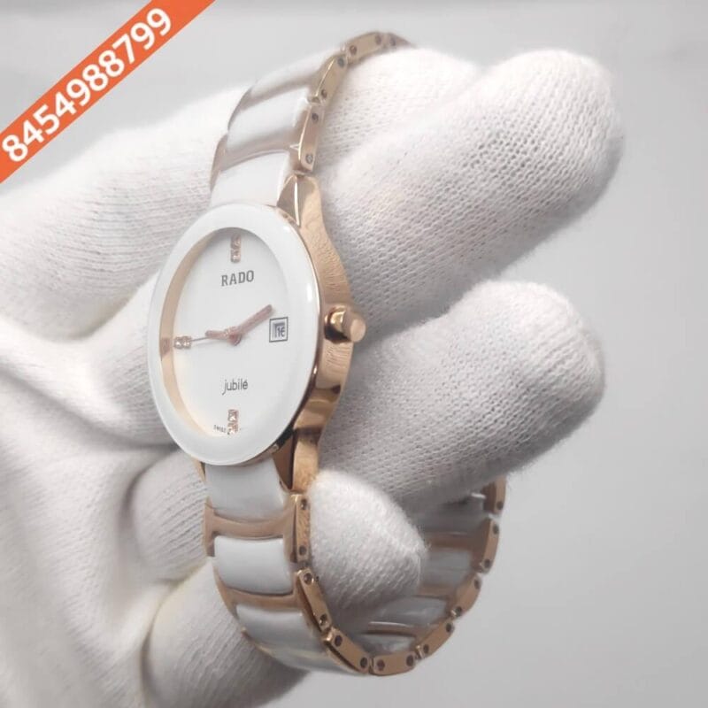 Rado Centrix Rose Gold & White Ceramic Watch - Image 2