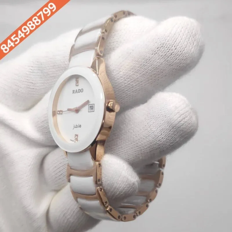 Rado Centrix Rose Gold & White Ceramic Watch - Image 2