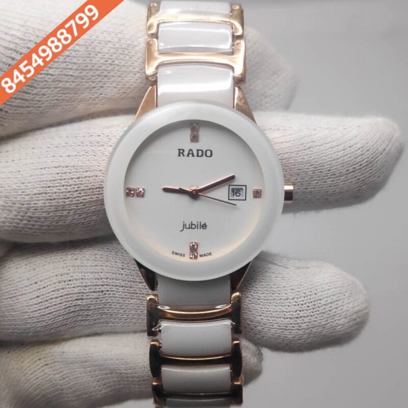 Rado Centrix Rose Gold & White Ceramic Watch