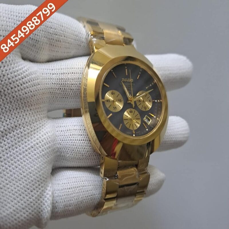 Rado Diastar Chronograph Full Gold Black Dial Watch - Image 3