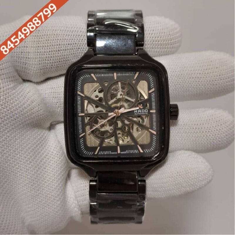 Rado True Square Open Heart Black Ceramic Swiss Automatic Watch