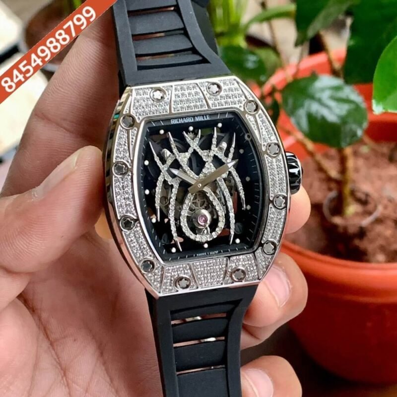 Richard Mille 19-01 Spyder Silver & Diamond Swiss ETA Automatic Watch