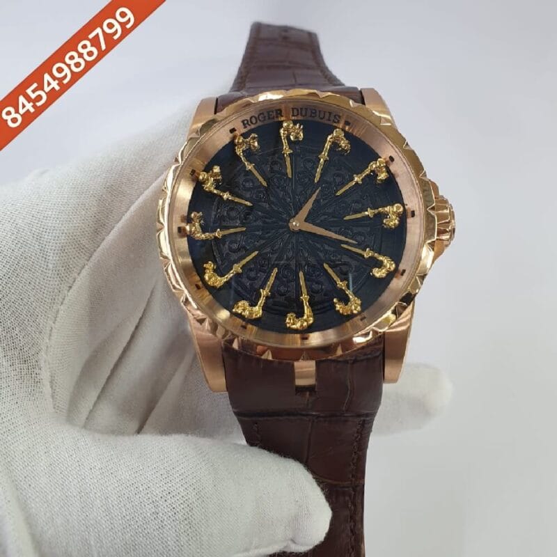 Roger Dubuis Excalibur Knights Of The Round Rose Gold Black Dial Swiss Automatic Watch