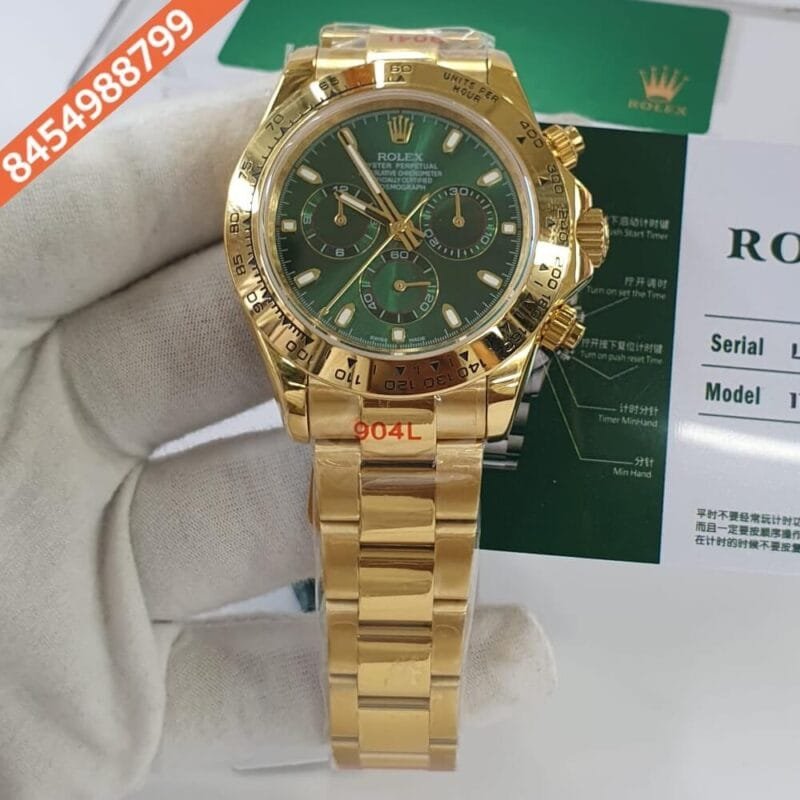 Rolex Cosmograph Daytona Full Gold Green Dial Swiss ETA Calibre 4130 Automatic Movement Watch