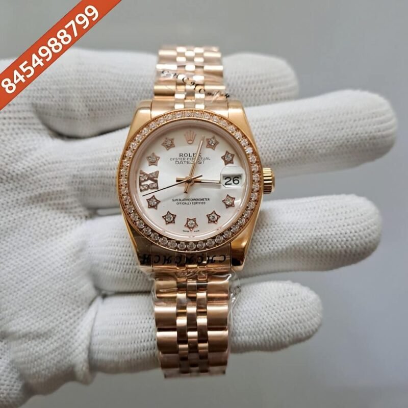 Rolex Date-Just Diamond Bazel White Dial Swiss Automatic Watch