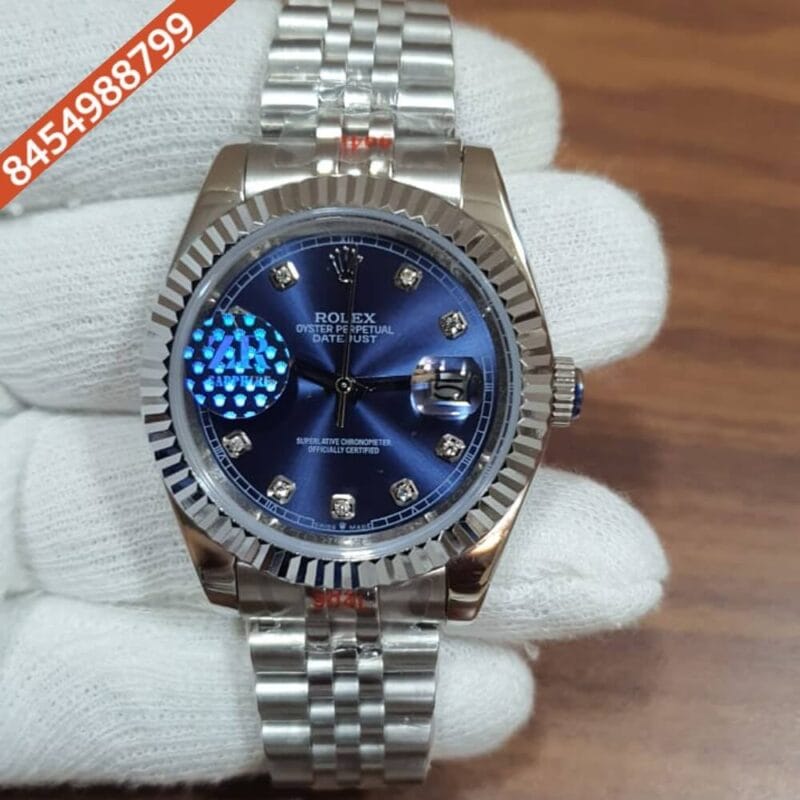 Rolex Date -Just Diamond Marker Blue Dial Swiss Automatic Watch