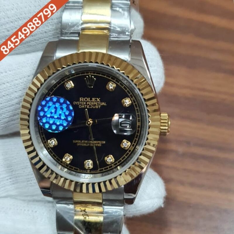 Rolex Date-Just Diamond Marker Dual Tone Black Dial Swiss Automatic Watch