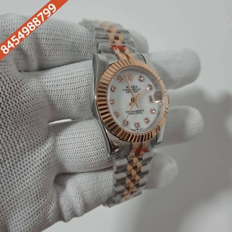 Rolex Date-Just Dual Tone White Dial Diamond Marker Swiss Automatic Watch - Image 2