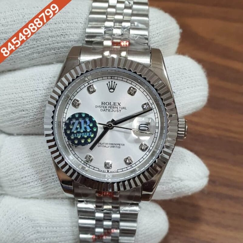 Rolex Date -Just Diamond Marker White Dial Swiss Automatic Watch