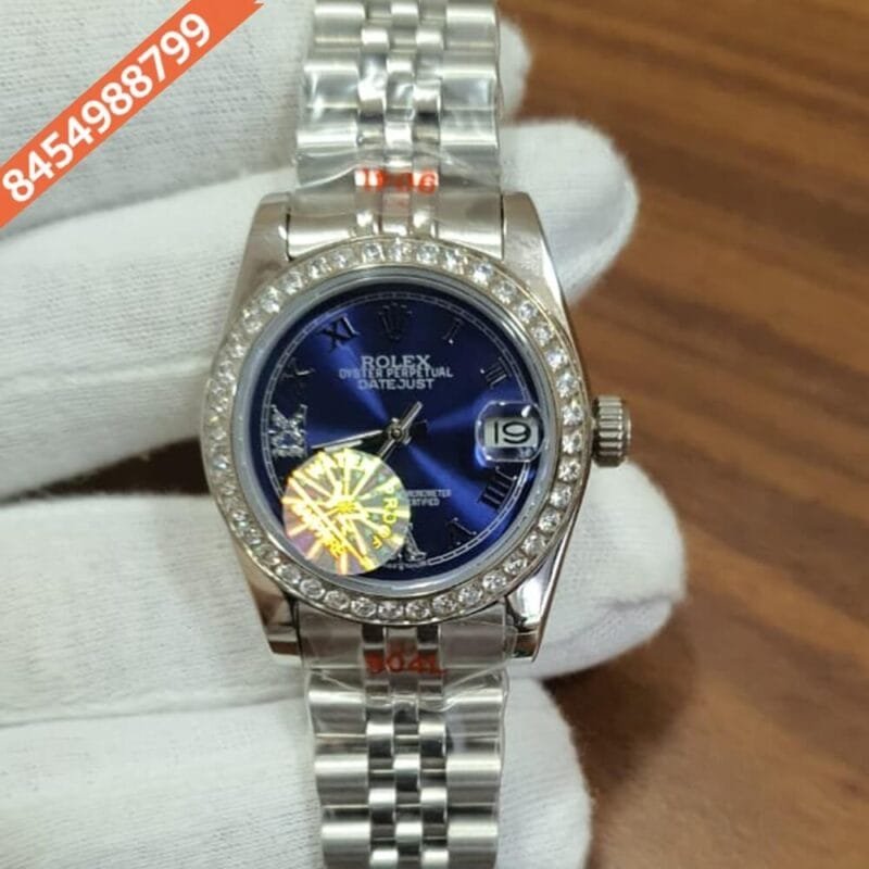 Rolex Date-Just Dual Tone Blue Dial  Diamond Bazel Swiss Automatic Watch