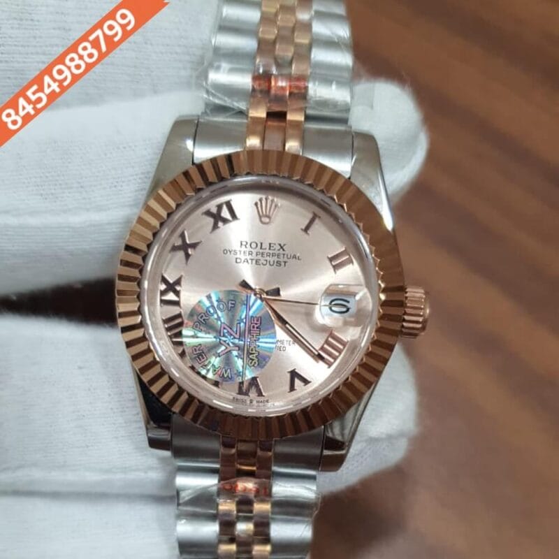 Rolex Date-Just Dual Tone Rose Gold Dial  Roman Marker Swiss Automatic Watch