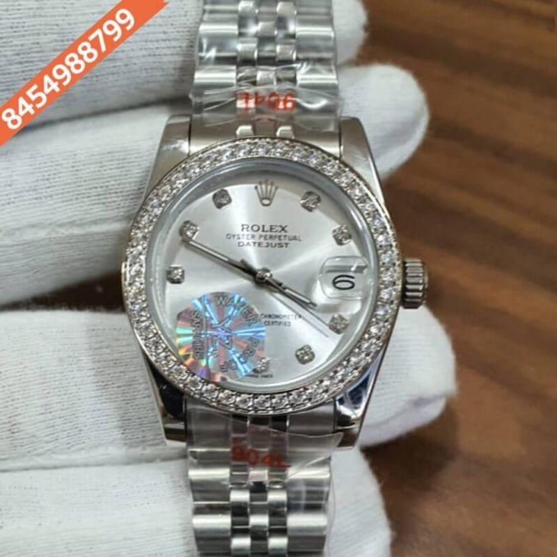 Rolex Date-Just Dual Tone White Dial  Diamond Bazel Swiss Automatic Watch