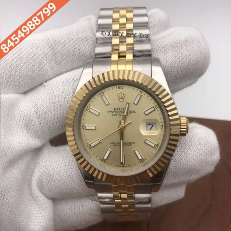 Rolex Date Just Dual Tone Golden Dial Swiss Automatic Watch