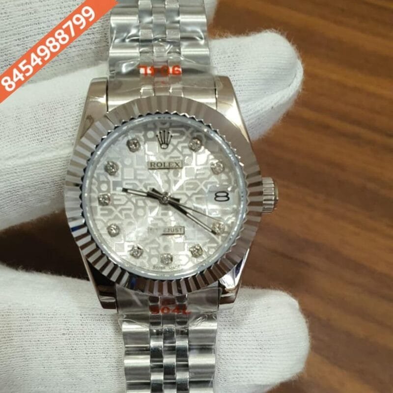 Rolex Date-Just Full Silver Diamond Marker Swiss Automatic Watch