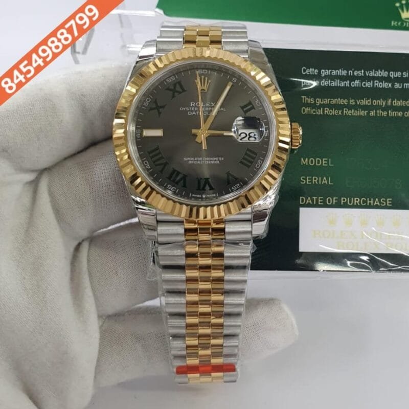 Rolex Date Just Gold Dual Tone Roman Marking Swiss ETA Calibre 3235 Automatic Movement Watch