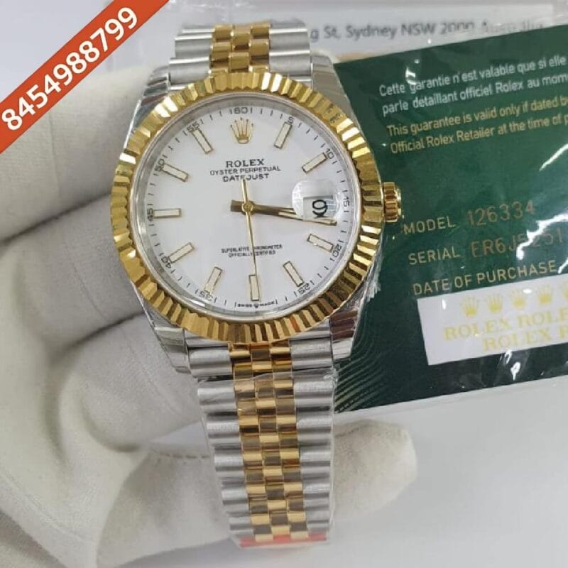 Rolex Date Just Gold Dual Tone Stick Marking Swiss ETA Calibre 3235 Automatic Movement Watch
