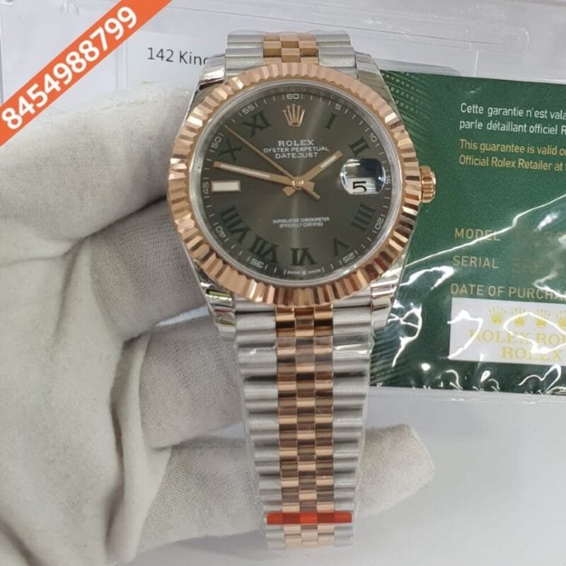 Rolex Date Just Rose Gold Dual Tone Roman Marking Swiss ETA Calibre 3235 Automatic Movement Watch