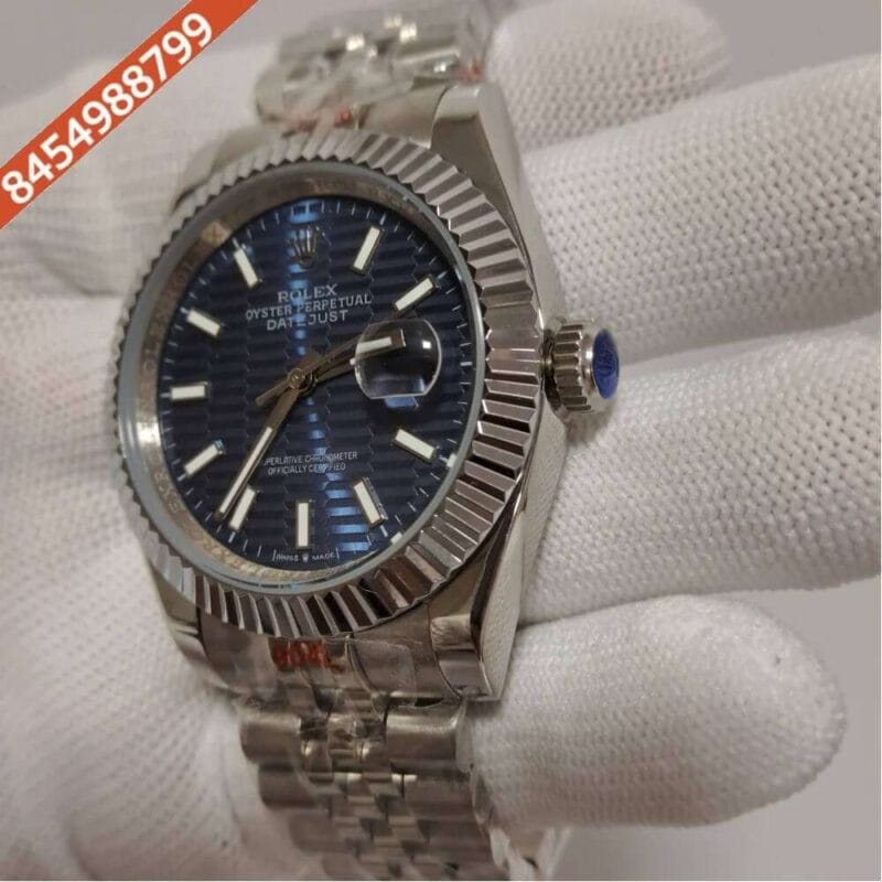 Rolex Date -Just Stick Marker Blue Dial Swiss Automatic Watch - Image 3