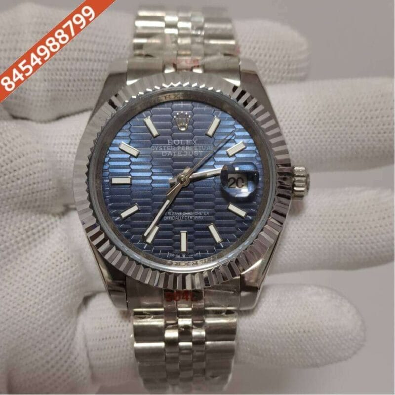 Rolex Date -Just Stick Marker Blue Dial Swiss Automatic Watch