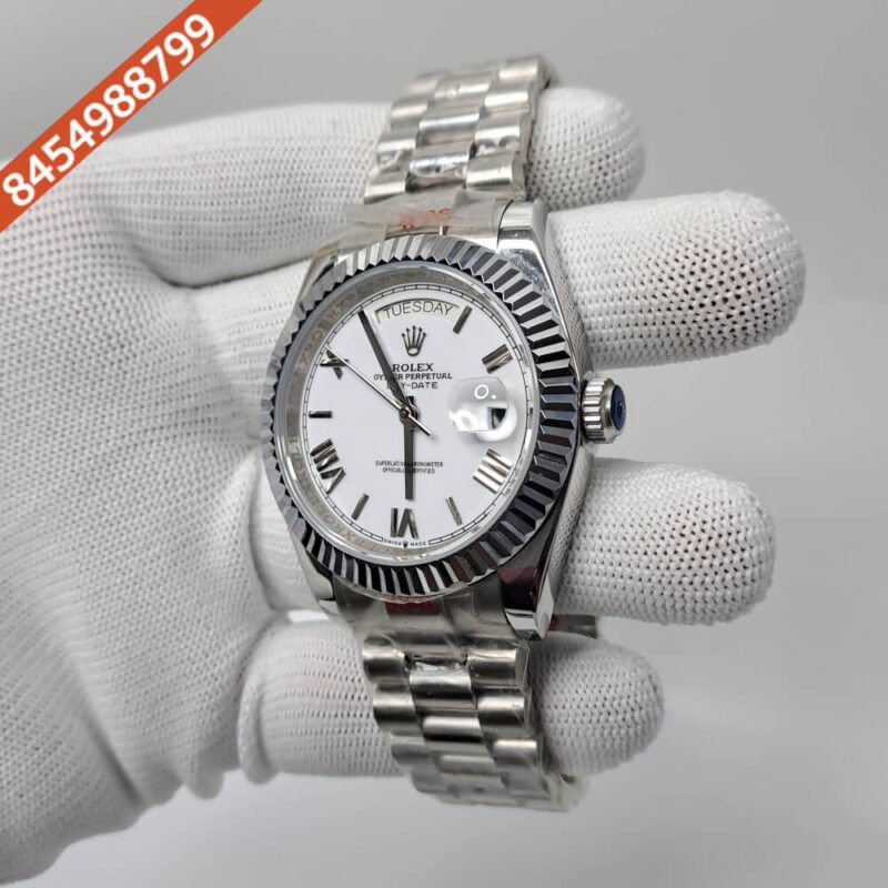 Rolex Day Date Roman Marking Steel White Dial Swiss Automatic Watch - Image 2