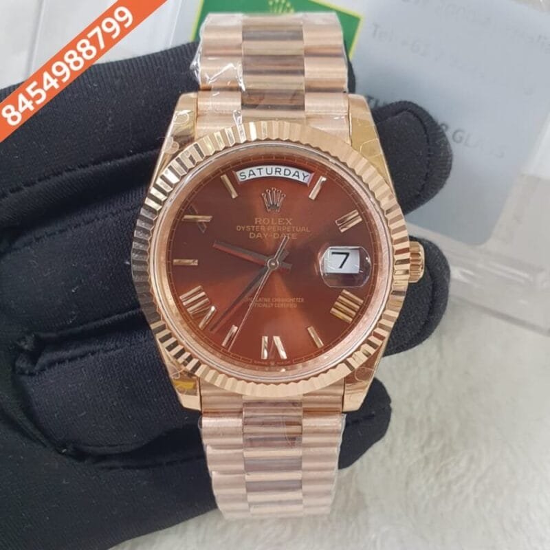 Rolex Day-Date Rose Gold Roman Marking Swiss ETA Calibre 3255 Automatic Movement Watch