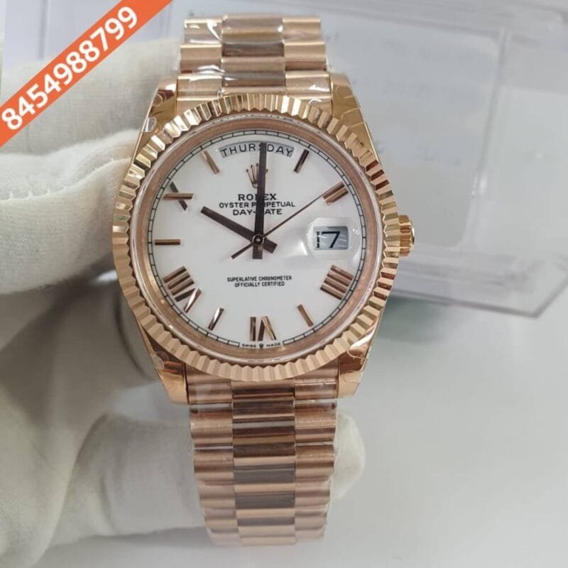 Rolex Day- Date Rose Gold Roman Marking Swiss ETA Calibre 3255 Automatic Movement Watch