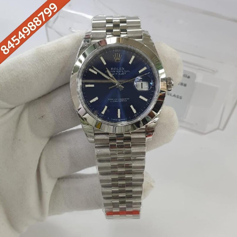 Rolex Day-Date Silver Blue Stick Marking Swiss ETA Calibre 3255 Automatic Movement Watch