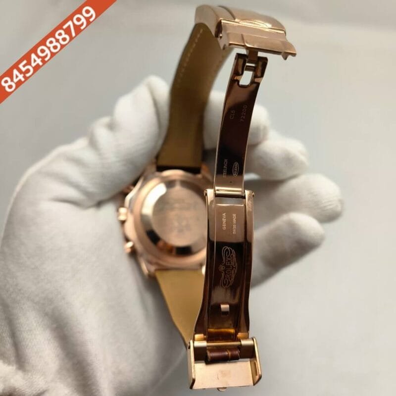 Rolex Daytona Cosmograph Automatic Rose Gold Brown Leather Strap Watch - Image 4