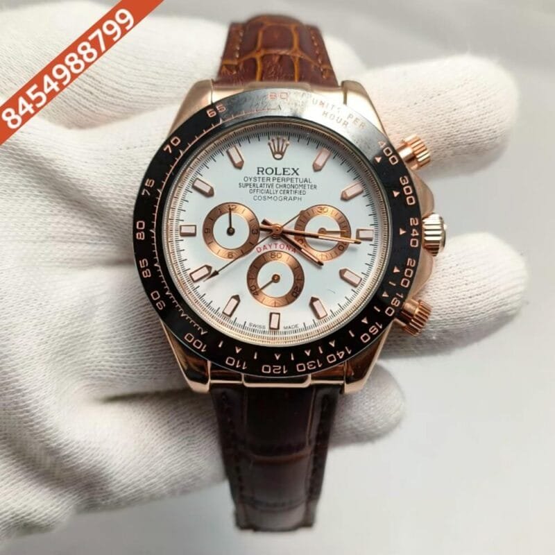 Rolex Daytona Cosmograph Automatic Rose Gold Brown Leather Strap Watch