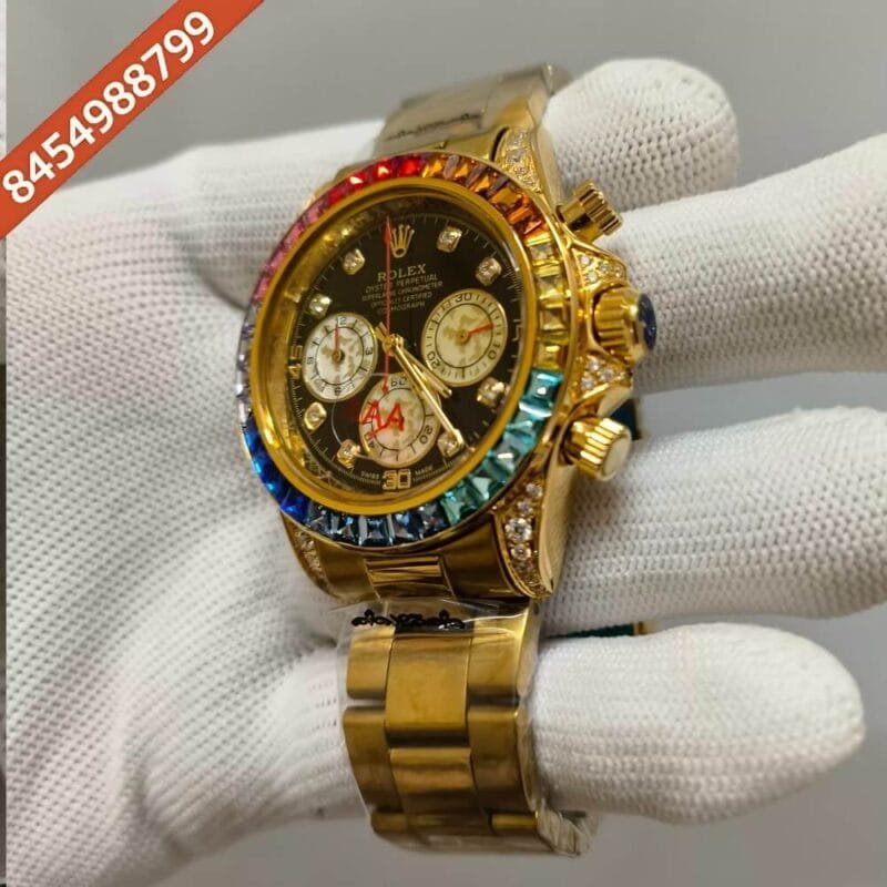 Rolex Daytona Rainbow Swiss Quartz Watch - Image 3