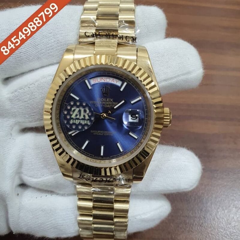 Rolex Day–Date Roman Full Gold Blue Dial Swiss Automatic Watch