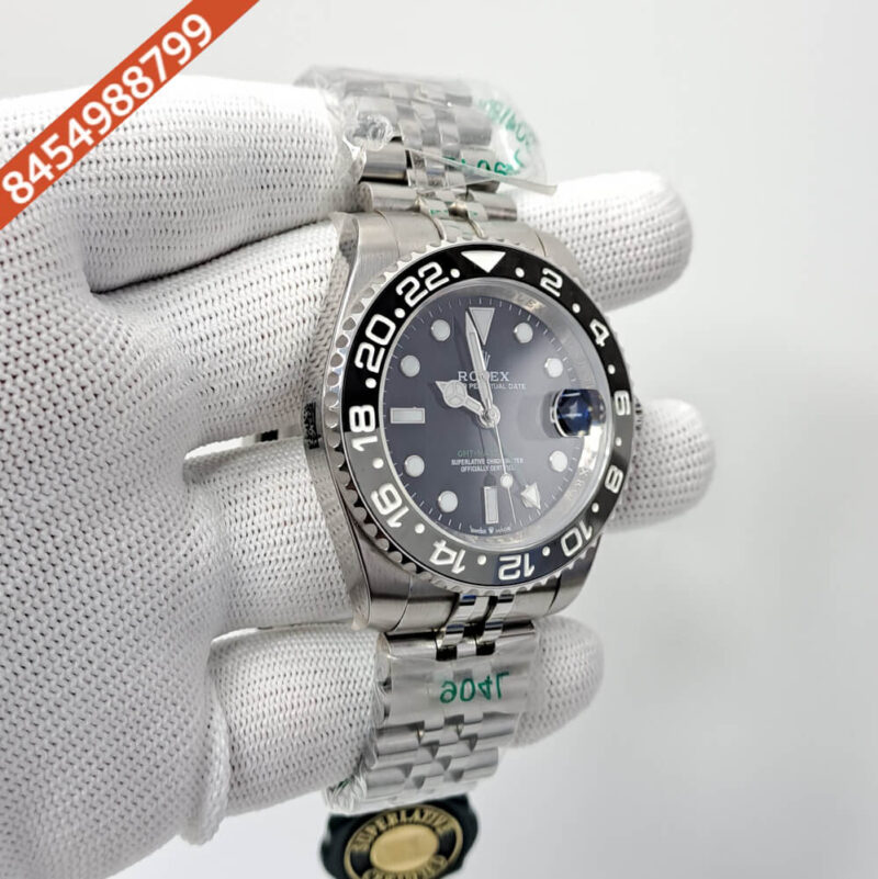 Rolex GMT Master 2 Stainless Steel Black Dial Swiss Automatic Watch - Image 3