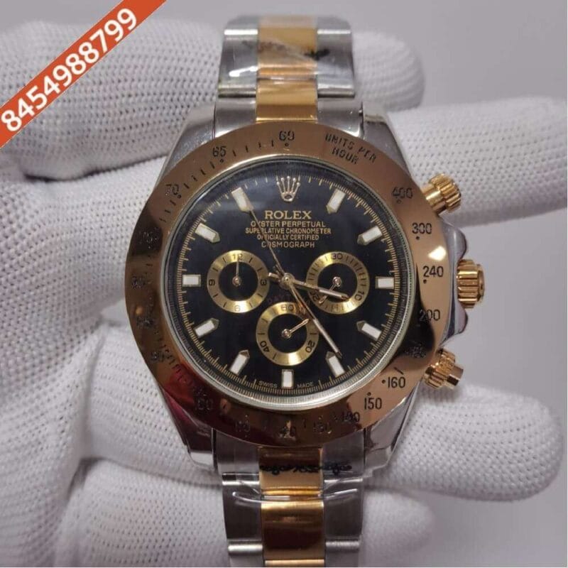 Rolex Oyster Perpetual Cosmograph Daytona Dual Tone Black Dial Swiss Automatic Watch