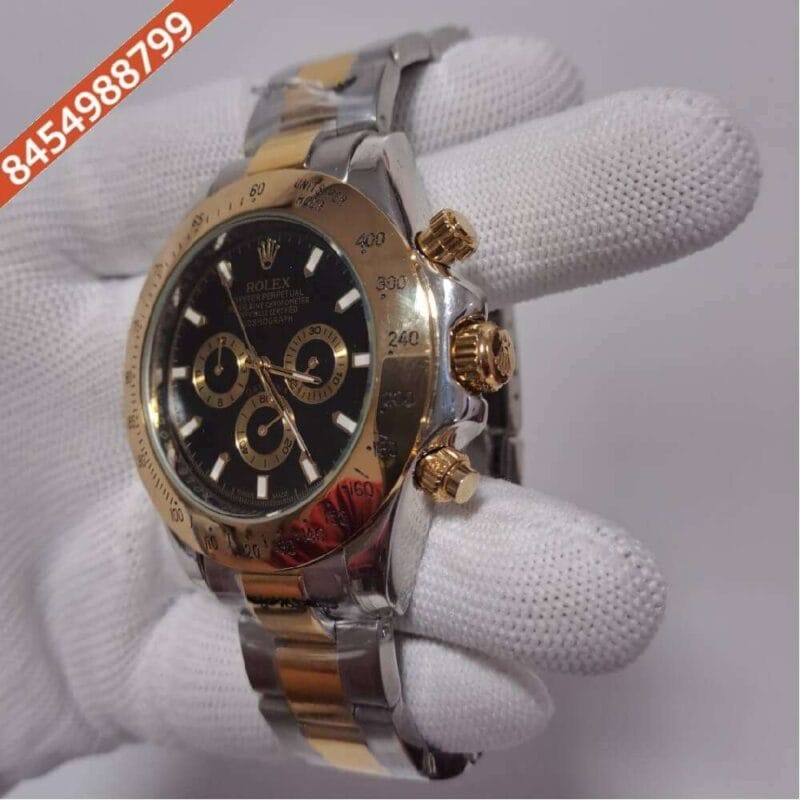 Rolex Oyster Perpetual Cosmograph Daytona Dual Tone Black Dial Swiss Automatic Watch - Image 3