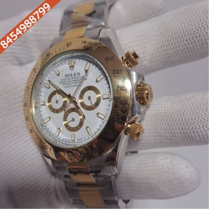 Rolex Oyster Perpetual Cosmograph Daytona Dual Tone White Dial Swiss Automatic Watch - Image 3