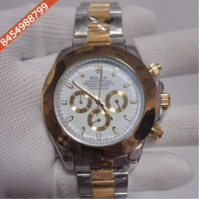 Rolex Oyster Perpetual Cosmograph Daytona Dual Tone White Dial Swiss Automatic Watch