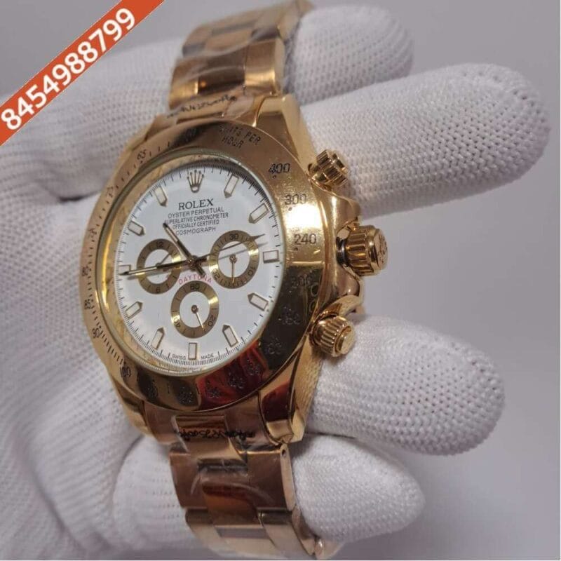 Rolex Oyster Perpetual Cosmograph Daytona Full Rose Gold White Dial Swiss Automatic Watch - Image 3