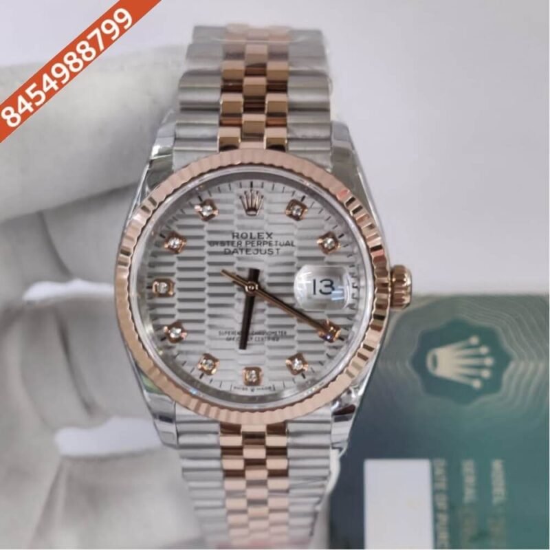 Rolex Oyster Perpetual Date Just Dual Tone White Motif Dial Swiss ETA Automatic Movement Watch