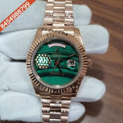 Rolex Oyster Perpetual Day-Date Rose Gold Green Dial Swiss Automatic Watch