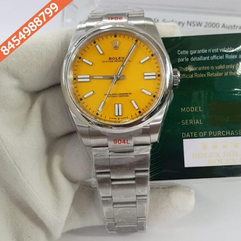 Rolex Oyster Perpetual Silver White Dial Swiss ETA 3230 Automatic Movement Watch